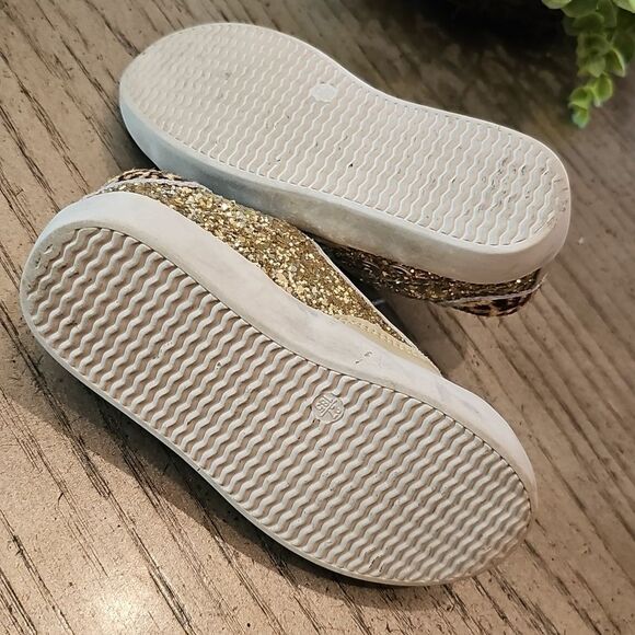 Gold Glitter Leopard Sneakers Size 10 - Picture 6 of 8